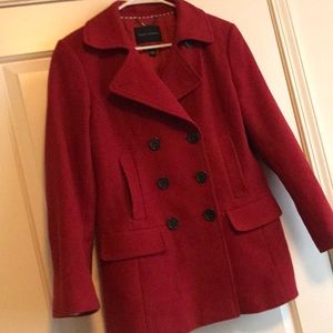 SHIPS TODAY Banana Republic Red Buttoned Pea Coat